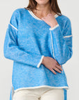 CAJU - Outlined & Split Hem Jumper in Blue