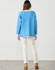 CAJU - Outlined & Split Hem Jumper in Blue