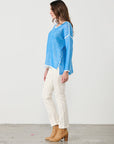 CAJU - Outlined & Split Hem Jumper in Blue