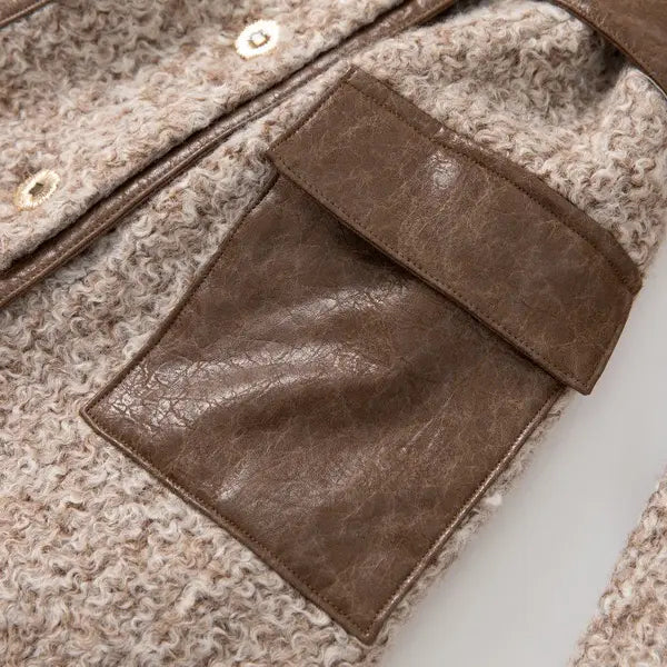 PRODUCT SEEKER - Women's Long Winter Coat with Wool & Pu Leather