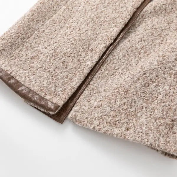 PRODUCT SEEKER - Women's Long Winter Coat with Wool & Pu Leather