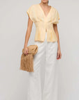 STAPLE THE LABEL - Butter Yellow Linen Pleated Blouse