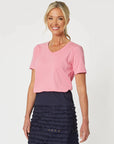 GORDON SMITH-  V Neckline Tee.  Coral