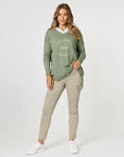 THREADZ- BASICS GREEN V NECK 46633