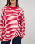 ALL ABOUT EVE - Paloma Stripe Long Tee - Red