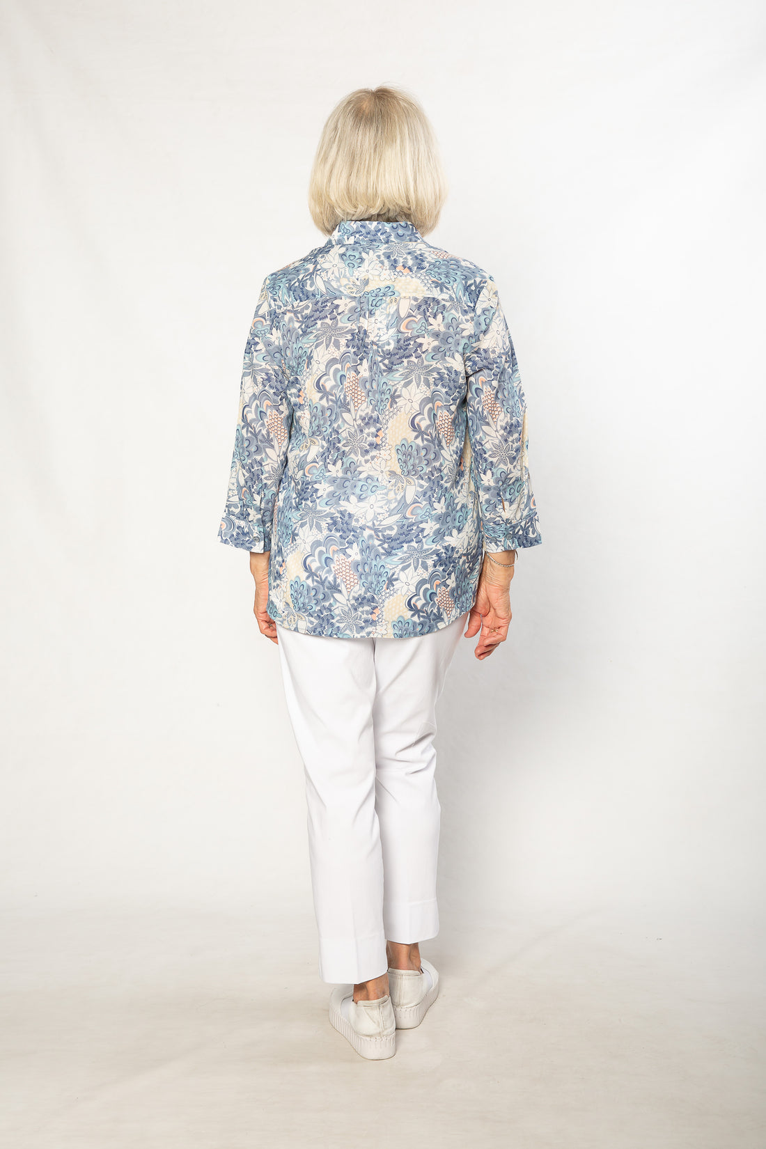 EQUINOX - 100% Cotton French Floral Print 3/4 sleeve Shirt