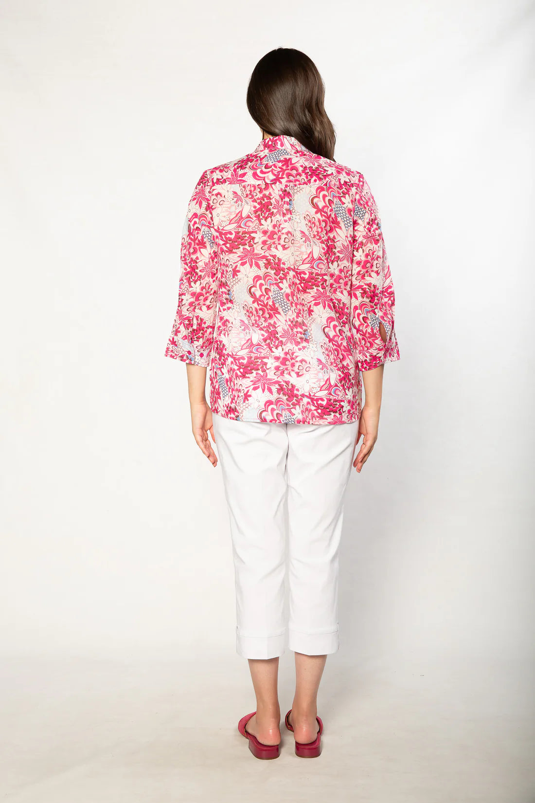 EQUINOX - 100% Cotton French Floral Print 3/4 sleeve Shirt