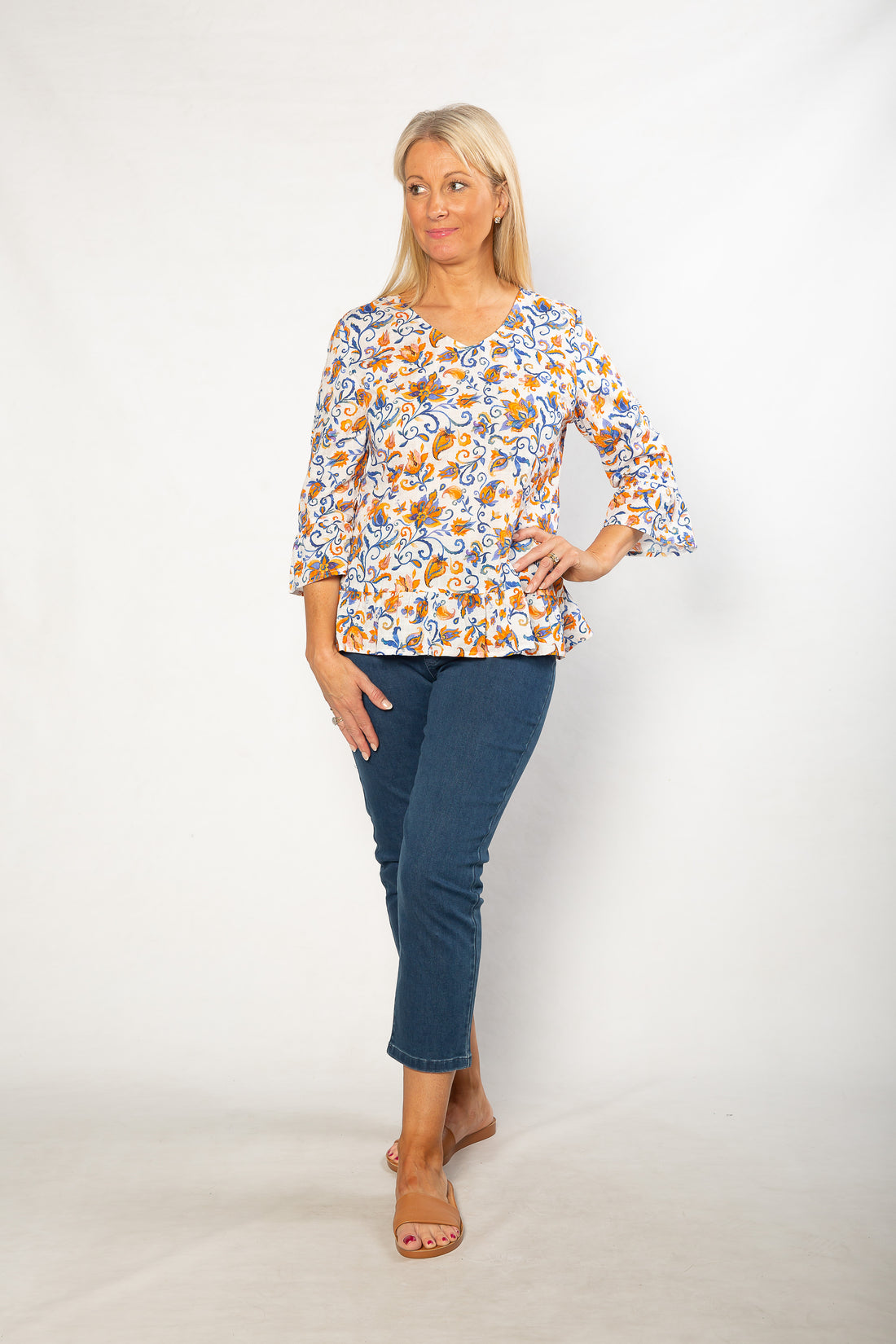 EQUINOX -  Soft Cotton Persian Tulip Top with Ruffle Cuffs