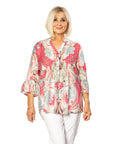 EQUINOX - Bell Cuff Floral Print 3/4 sleeve Shirt