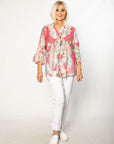 EQUINOX - Bell Cuff Floral Print 3/4 sleeve Shirt