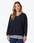 THREADZ - Double Take 2 in 1 Top-Navy/ White