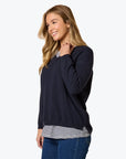 THREADZ - Double Take 2 in 1 Top-Navy/ White