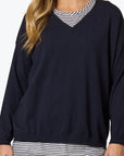 THREADZ - Double Take 2 in 1 Top-Navy/ White