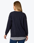 THREADZ - Double Take 2 in 1 Top-Navy/ White