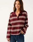 CARTEL & WILLOW - Freddie Rugby Top - Burgandy Stripe