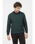 NATIVE WORLD - Merino & Possum Mens Textured Crew - Green