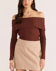 MINK PINK ZOE OFF SHOULDER KNIT TOP
