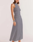 STAPLE THE LABEL-  Elle Midi dress. Blue/ White Stripe
