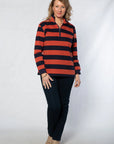 EQUINOX - Block Stripe Cotton Rugby Top - Rust/Navy