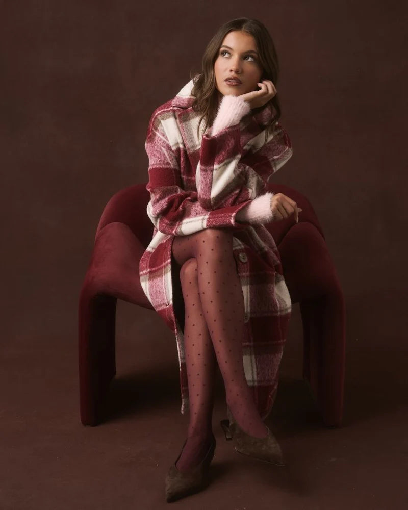 CARTEL &amp; WILLOW - Berry Check Greta Coat - Berry