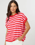 STELLA AND GEMMA - Gwen Tee - Pink/Red Stripe