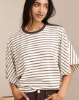 CERES - Lucy Relaxed Sleeve Tee - Brown / Cream