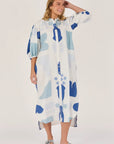 ELLIS & Dewey - Longline Puff Sleeve Dress Mediterranean Blue