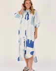 ELLIS & Dewey - Longline Puff Sleeve Dress Mediterranean Blue