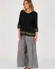 ELLIS AND DEWEY - Gathered Neck Blouse - Black