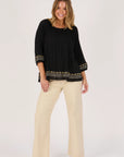 ELLIS AND DEWEY - Gathered Neck Blouse - Black