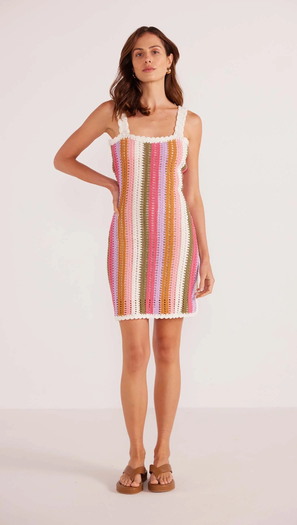 MINK PINK- LITO STRIPE CROCHET MINI DRESS – The Shak Of Robe