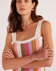 MINK PINK-  LITO STRIPE CROCHET MINI DRESS