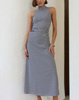 STAPLE THE LABEL-  Elle Midi dress. Blue/ White Stripe