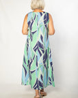 EQUINOX - Gaudi Ocean Blues print Sleeveless Shift Dress 7811 - Green/Blue