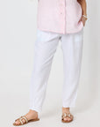 GORDON SMITH - Sarah Linen Pleat Hem Pant - White