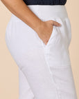 GORDON SMITH - Sarah Linen Pleat Hem Pant - White
