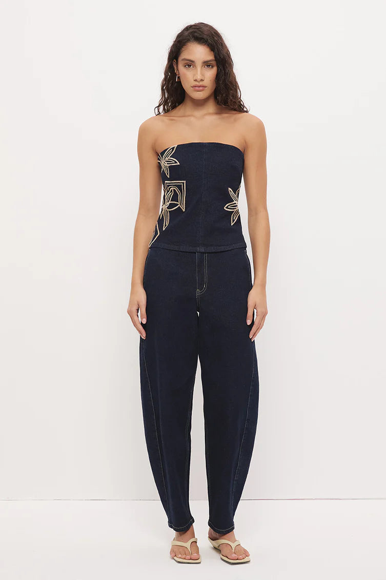 MON RENN -  Cora Denim Barrel Jean - Ink Blue