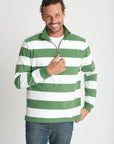 GOONDIWINDI COTTON-  Mens Cotton Stripe Zip Rugby - Green/White