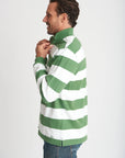 GOONDIWINDI COTTON-  Mens Cotton Stripe Zip Rugby - Green/White