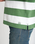 GOONDIWINDI COTTON-  Mens Cotton Stripe Zip Rugby - Green/White