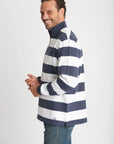 GOONDIWINDI COTTON- Mens Cotton Stripe Zip Rugby - Navy/White