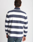 GOONDIWINDI COTTON- Mens Cotton Stripe Zip Rugby - Navy/White