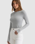 ORTC - Evie Fitted Long Sleeve Top Grey - Marle