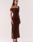 SOVERE - Rua Asym Dress. Ganache