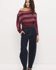 MON RENN - Selena Knit Top - Berry Stripe