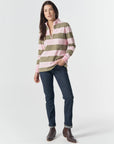 GOONDIWINDI - The Local 1/2 Zip Cotton Rugby - Pink A Boo/Sage