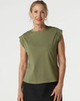 GOONDIWINDI COTTON - Mixed Tank Tee.  Sage Green
