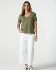 GOONDIWINDI COTTON - V Neck Tee.  Sage Green
