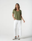 GOONDIWINDI COTTON - V Neck Tee.  Sage Green