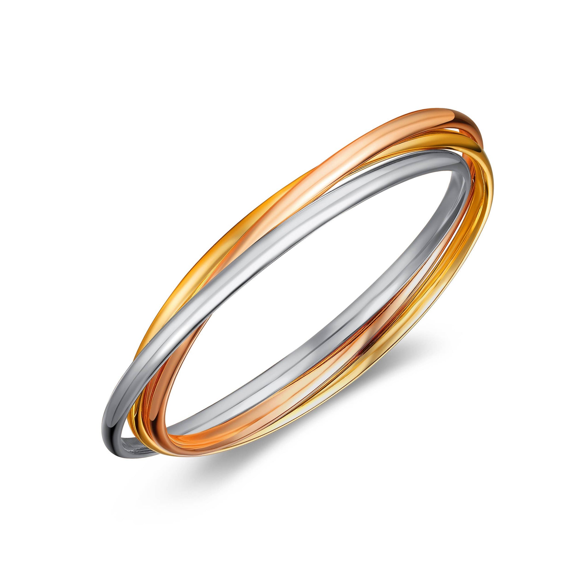 Trinity Interlocking Bangles Tri-Gold Plated|3-1070-T